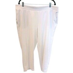 Pure Jill Affinity Terry Slim Crop Size 2X Comfort Lounge Pants Ivory Pockets